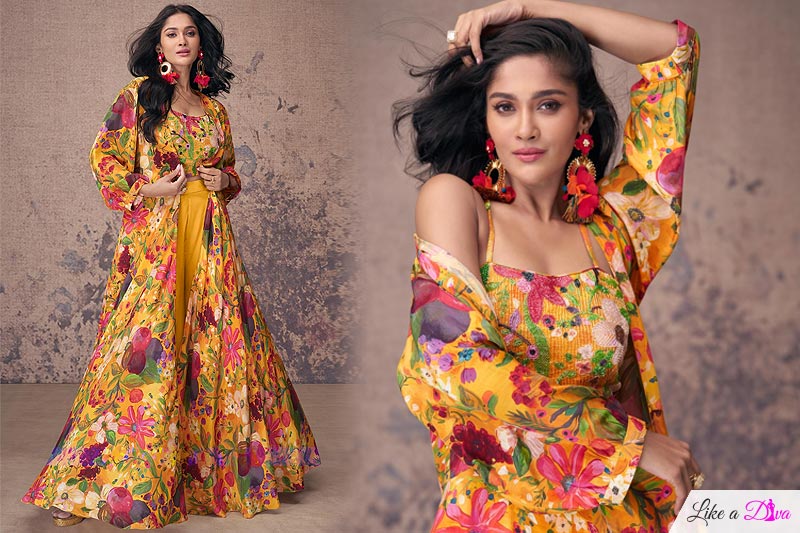 Stylish Mustard Indo-Western Ensemble