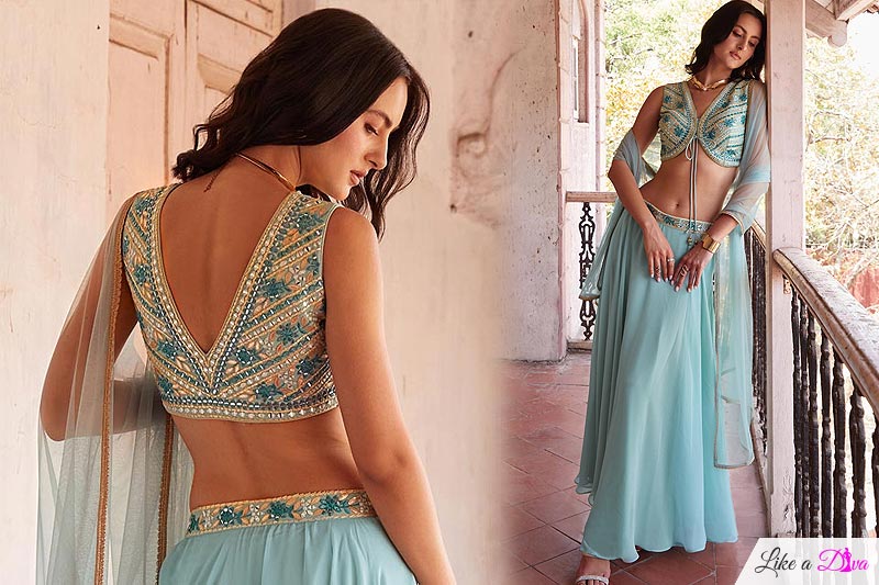 Sky Blue Chic Party Look