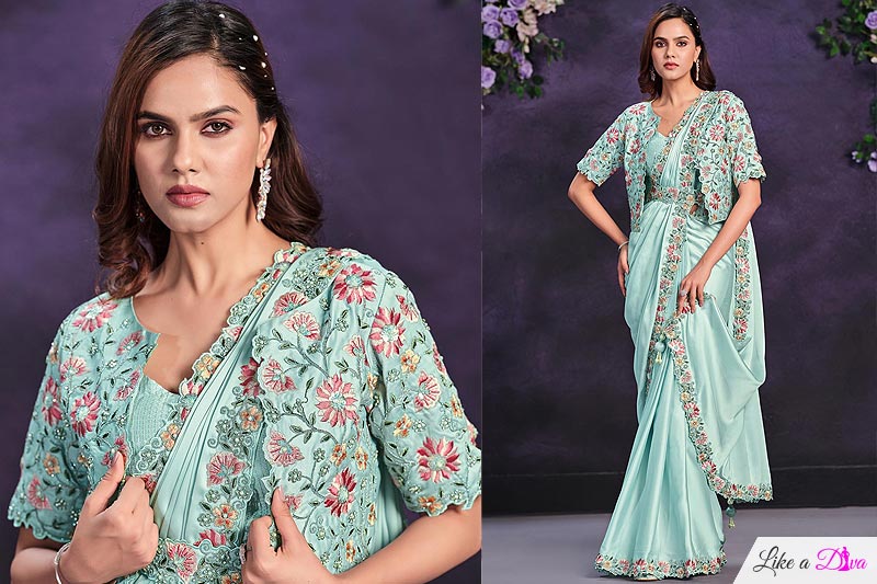 Beautiful Aqua Blue Saree Sensation
