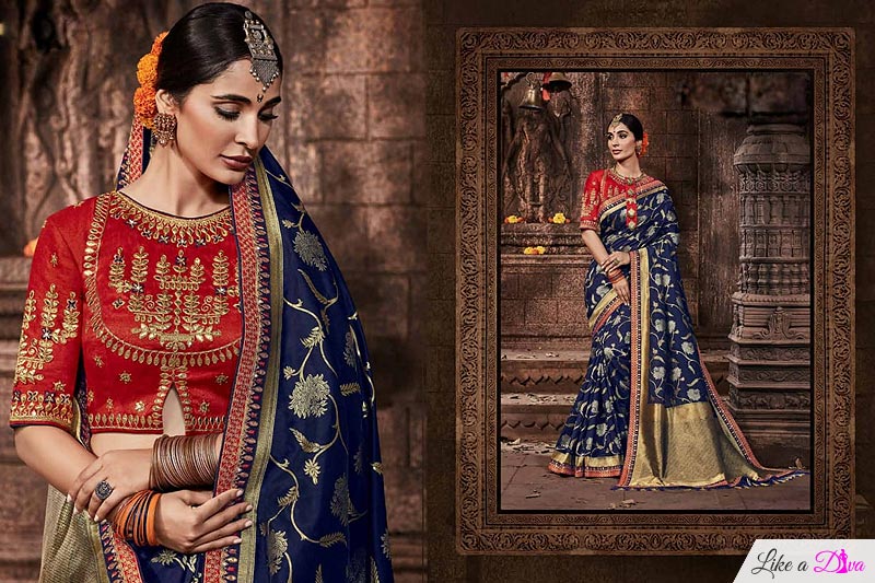 Classic Blue Banarasi Silk Saree