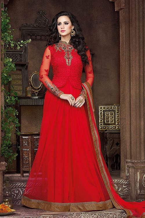 Swagat French Rose Heavy Embroidery Anarkali Suits