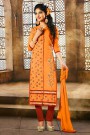 Orange Color Embroidered Chanderi Cotton Salwar Suit