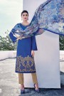Royal Blue Embroidered Cotton Jacquard Designer Salwar Suit