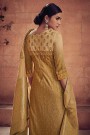 Earthy Beige Brown Embroidered Salwar Suit in Digital Print Cotton Silk with Pants & Banarasi Weave Dupatta