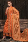 Burnt Orange Palazzo Suit in Digital Print Katha Silk with Gota Patti Work