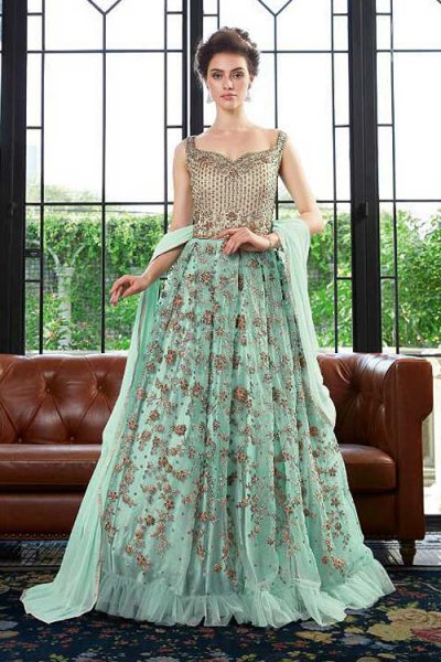 Buy Party Wear Floral Embroidered Anarkali Dress In Net Online Like A Diva