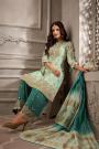 Two Tone Green Embroidered Suit in Pure Georgette