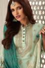 Two Tone Green Embroidered Suit in Pure Georgette