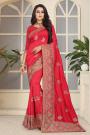 Designer Party Wear Art Silk Saree In Ravishing Red Colour
