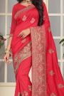 Designer Party Wear Art Silk Saree In Ravishing Red Colour
