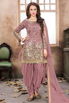 Mauve Patiala Suit with Embroidery