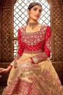 Pinky Red and Beige Silk Anarkali Suit with Zari Embroidery
