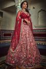 Ravishing Crimson Net Lehenga Choli with Floral Embroidery