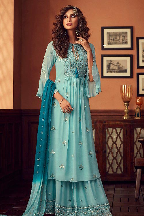 Sassy sharara suit with georgette foil work