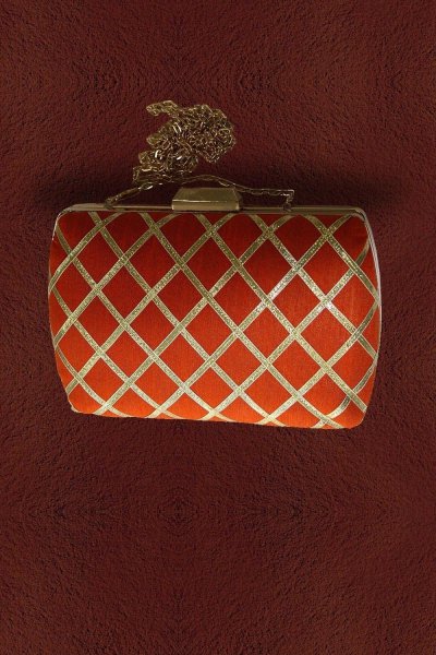 Orange Lace Work Clutch Orange Lace Work Clutch