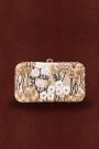 Beige Floral Embroidered Clutch