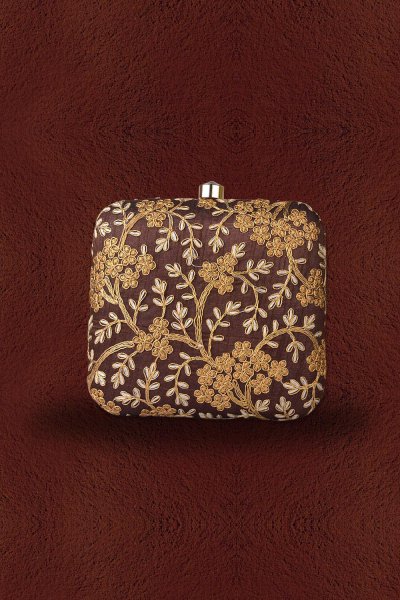 Coffee Brown Embroidered Clutch Coffee Brown Embroidered Clutch