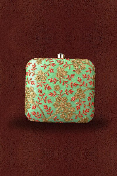 Pistachio & Red Embroidered Clutch Pistachio & Red Embroidered Clutch