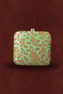 Pistachio & Red Embroidered Clutch