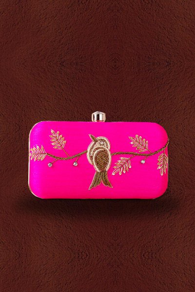 Magenta Zardozi Hand Embroidered Clutch Magenta Zardozi Hand Embroidered Clutch