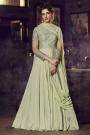 Ready to Wear Pastel Green Silk Gown with Embroidery