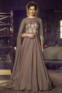 Ready to Wear Chocolate Brown Silk Gown with Embroidery