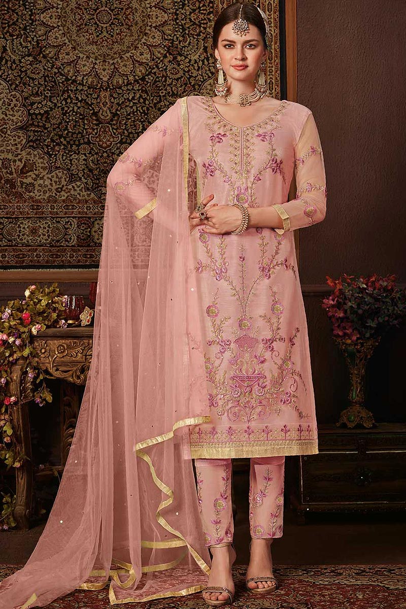 Buy Trending Pink Suit With Embellishment Online | Like A Diva