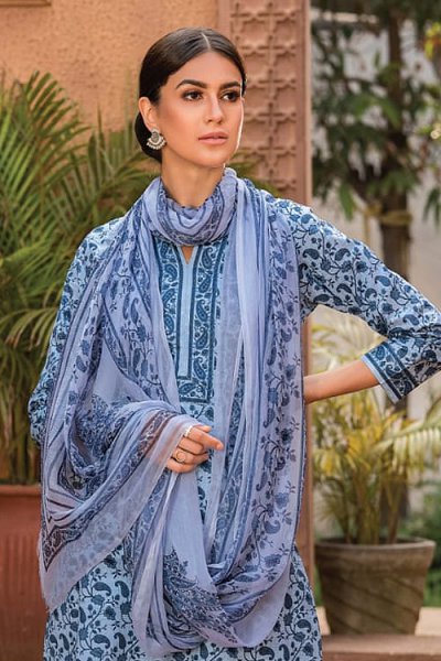 Ready to Wear Indigo Smart Casual Palazzo Suit in Glace Cotton