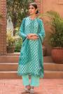 Ready to Wear Light Turquoise Blue Glace Cotton Palazzo Suit