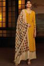 Ready to Wear Mustard Silk Palazzo Suit with Hand Embroidery