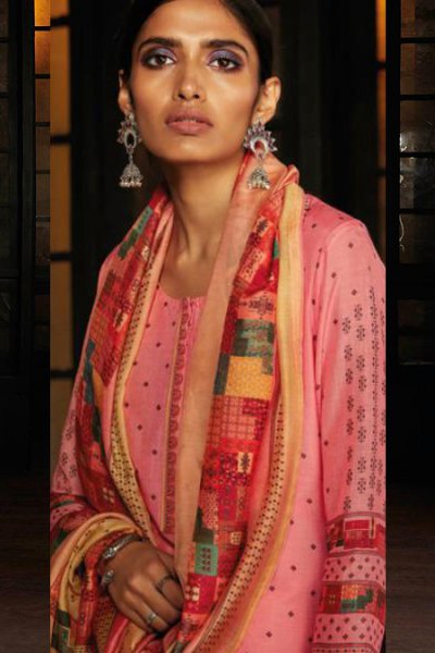 Ready to Wear Pink Silk Palazzo Suit with Hand Embroidery