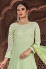 Ready to Wear Pastel Green Lucknowi Embroidered Indian Suit