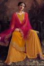 Mustard Beautiful Embroidered Palazzo Suit