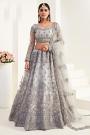 Designer Light Grey Embroidered Net Lehenga Choli