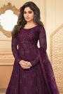 Purple Embroidered Anarkali Suit with Net Dupatta