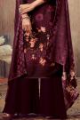Ready to Wear Burgundy Embroidered Indian Pashmina Suit