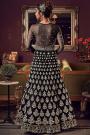 Net Anarkali Suit in Black with Floral Zari Embroidery
