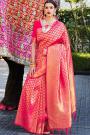 Red Silk Weaved Designer Saree