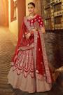 Beautiful Red Velvet Zari Embroidered Bridal Lehenga