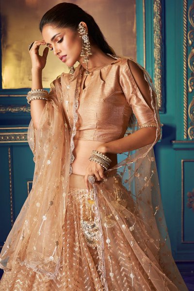 Designer Sequin Indian Net Lehenga with Stylish Blouse