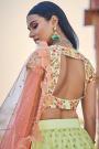 Light Green Tiered Net Lehenga with Resham Embroidered Blouse