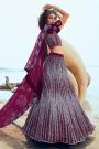 Wine Sequin Embellished Designer Net Indian Lehenga