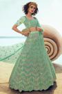 Mint Green Sequin Embellished Indian Designer Net Lehenga