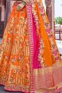 Orange and Pink Silk Designer Lehenga