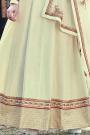 Pale Yellow Beautiful Embroidered Dola Silk Anarkali Suit