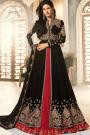 Stunning Black and Red Georgette Party Wear Anarkali Suit