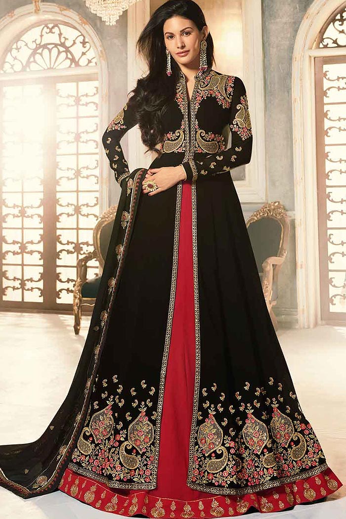 Red Georgette Party Wear Anarkali Suit 