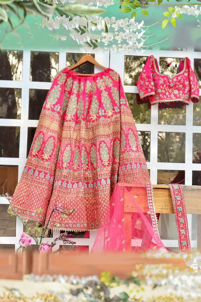 Designer Silk Zari Embroidered Lehenga with Two Beautiful Net Dupattas
