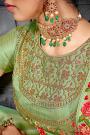 Pista Green Zari Embroidered Silk Lehenga Choli