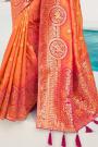 Orange Banarasi Silk Weaved Saree